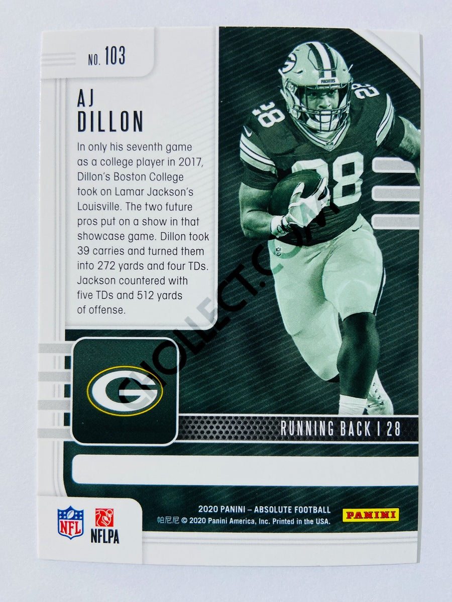 AJ Dillon - Green Bay Packers 2020-21 Panini Absolute Football RC Rookie #103