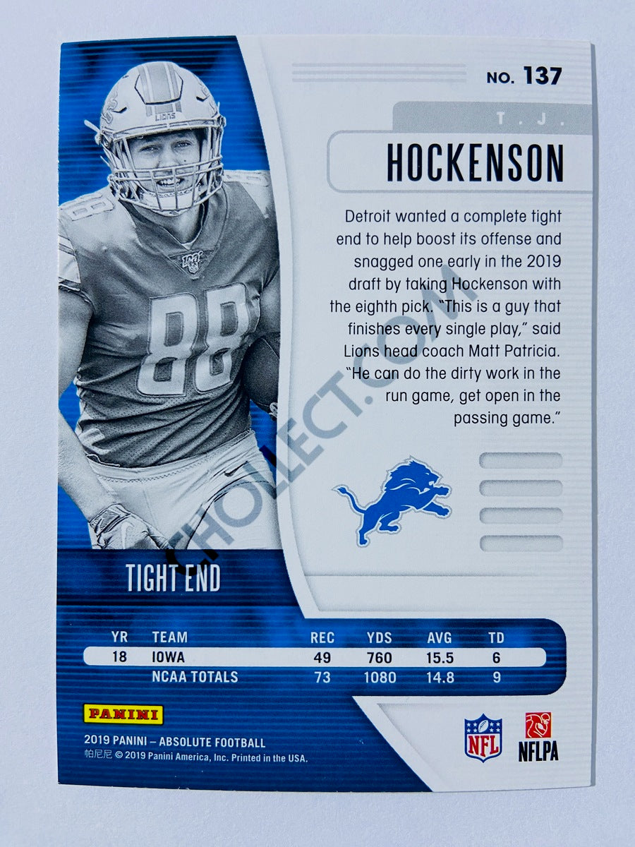 T.J. Hockenson - Detroit Lions 2019-20 Panini Absolute RC Rookie #137