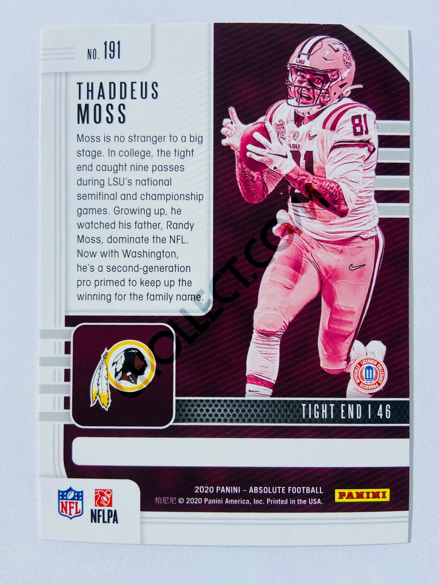 Thaddeus Moss - Washington Redskins 2020-21 Panini Absolute Football RC Rookie #191