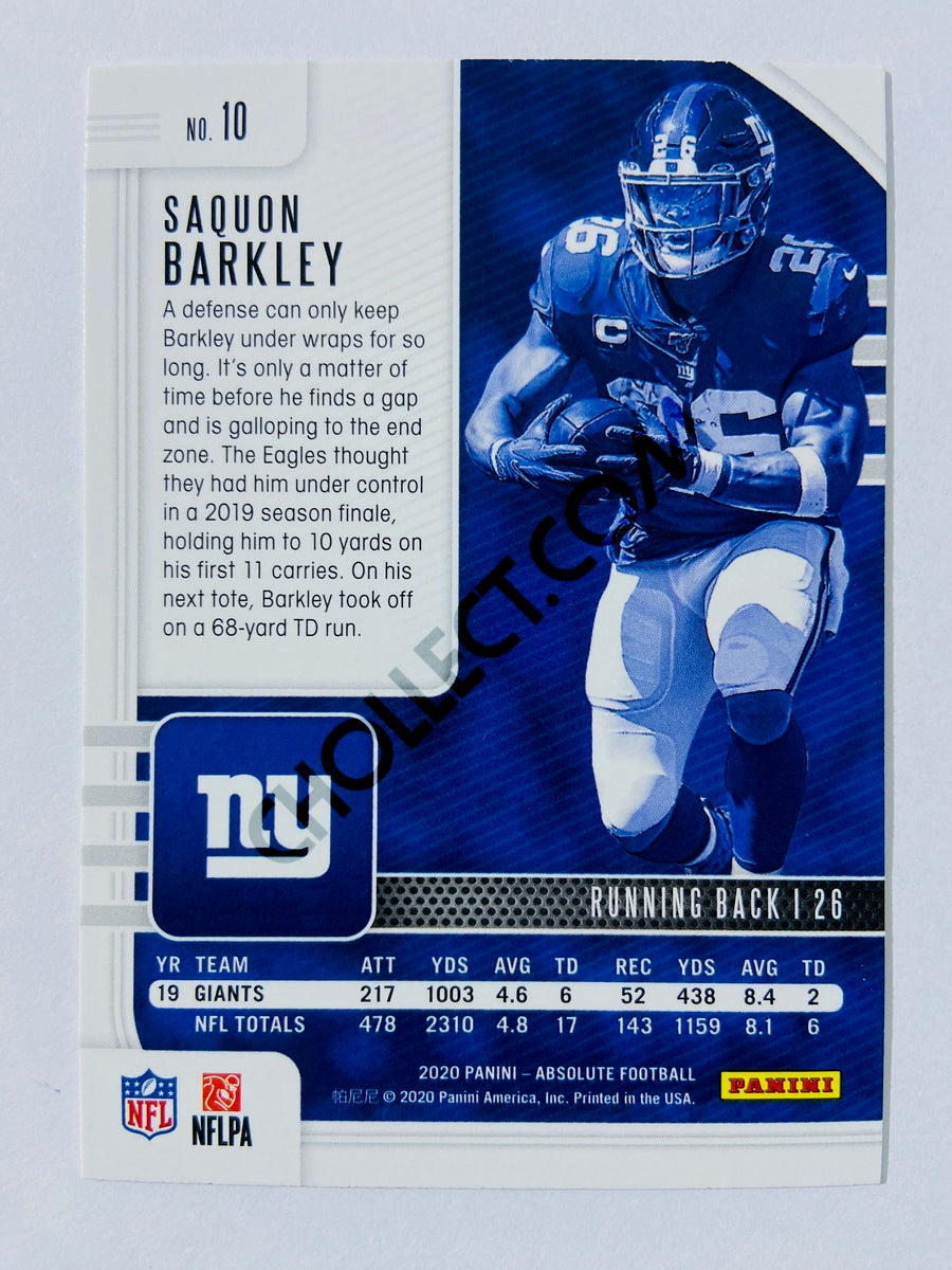 Saquon Barkley - New York Giants 2020-21 Panini Absolute Football Green Parallel #10