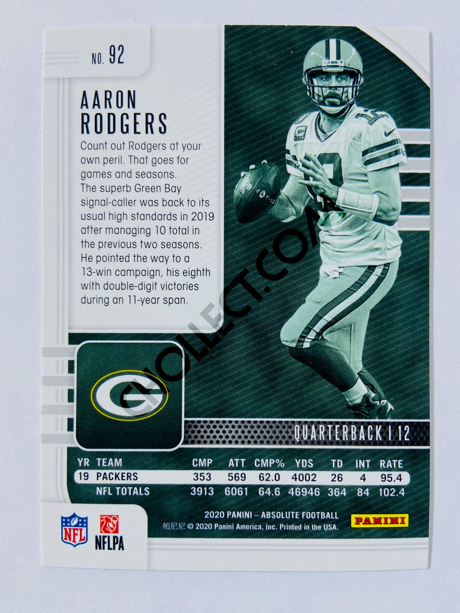 Aaron Rodgers - Green Bay Packers 2020-21 Panini Absolute Football Green Parallel #92