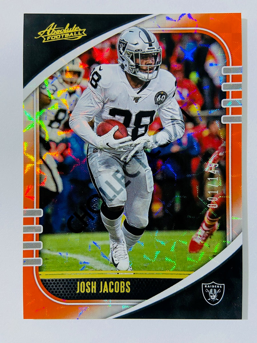 Josh Jacobs - Las Vegas Raiders 2020-21 Panini Absolute Football #34 Orange Mosaic Parallel 001/149