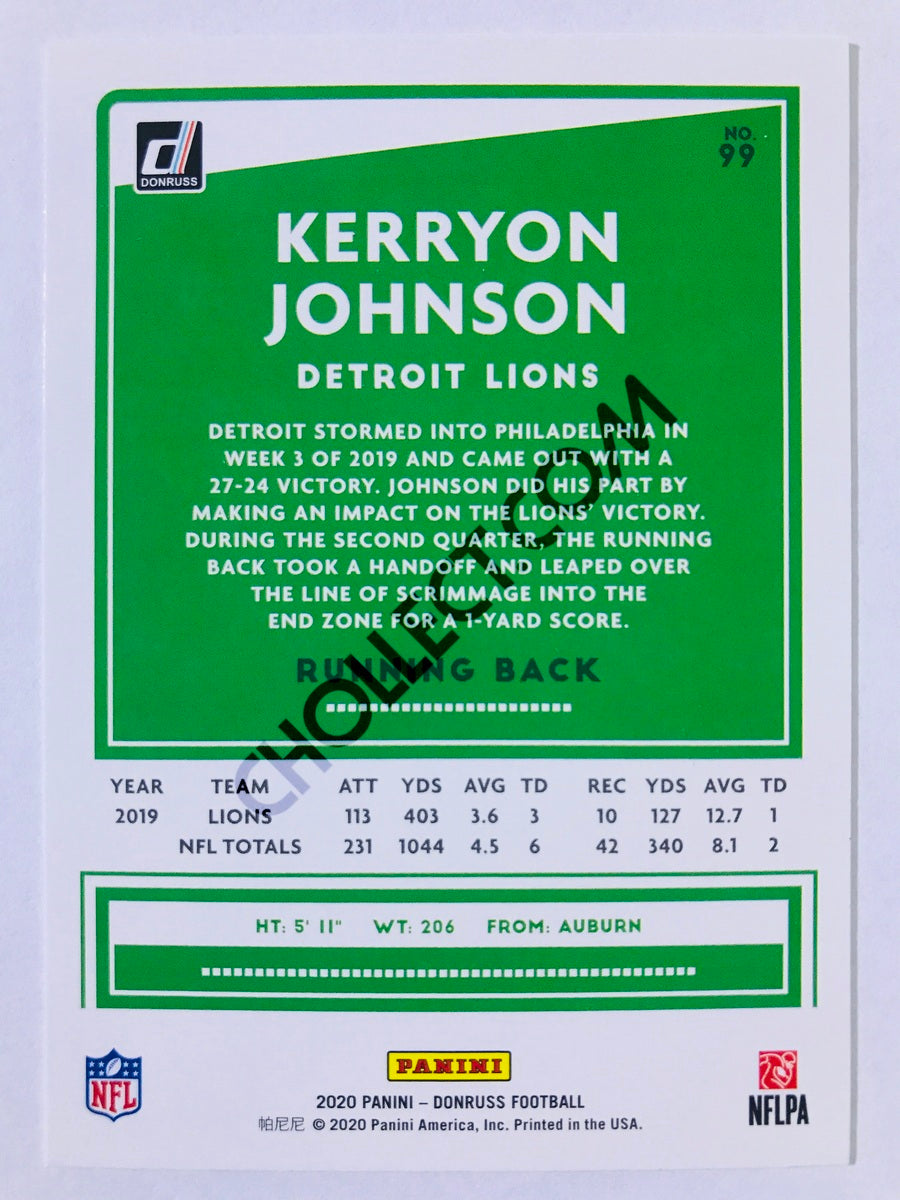 Kerryon Johnson - Detroit Lions 2020 Panini Donruss #99