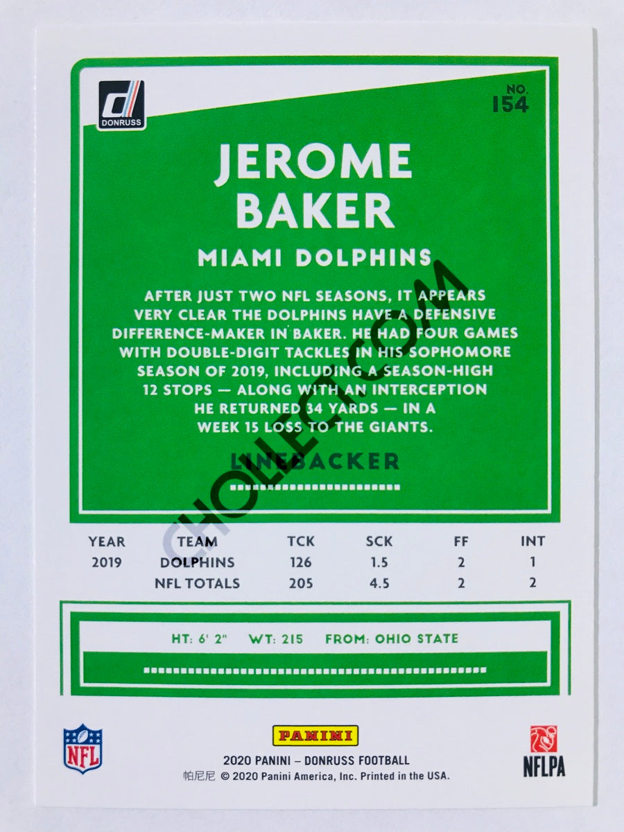 Jerome Baker - Miami Dolphins 2020 Panini Donruss #154