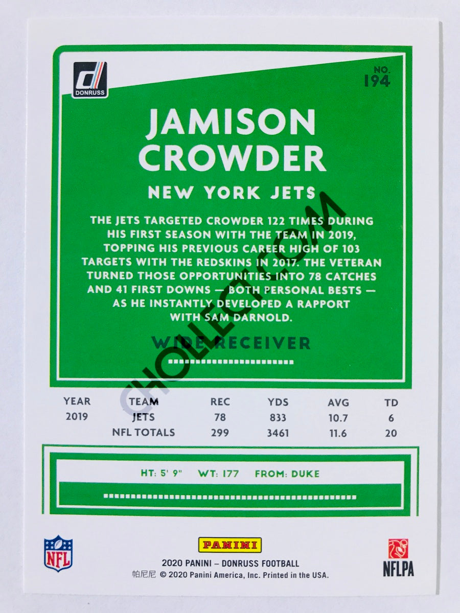 Jamison Crowder - New York Jets 2020 Panini Donruss #194