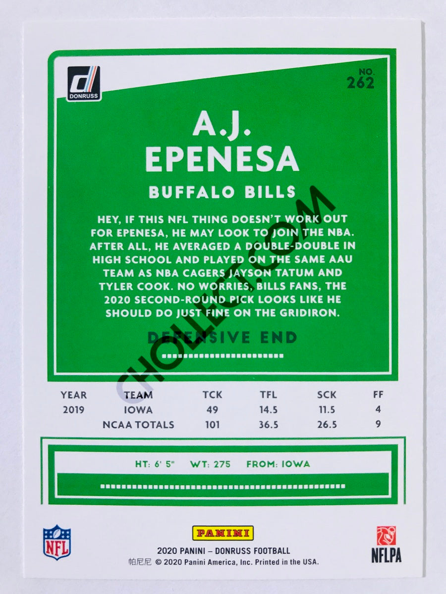 A.J. Epenesa - Buffalo Bills 2020 Panini Donruss Press Proof RC Rookie #262