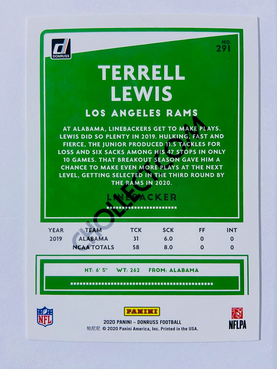 Terrell Lewis - Los Angeles Rams 2020 Panini Donruss Press Proof RC Rookie #291