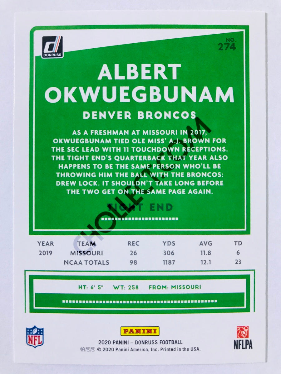 Albert Okwuegbunam - Denver Broncos 2020 Panini Donruss Press Proof RC Rookie #274