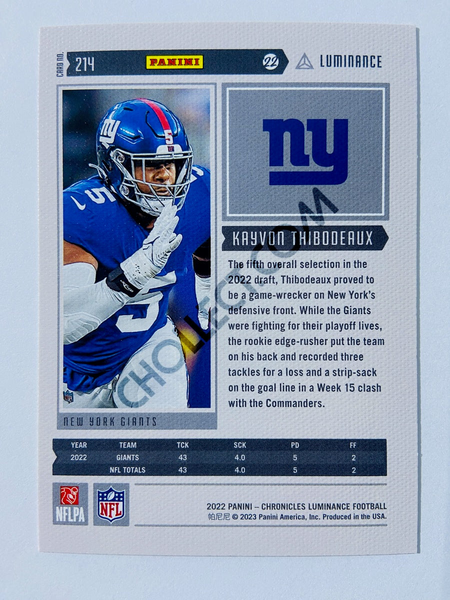 Kayvon Thibodeaux - New York Giants 2022 Panini Chronicles Luminance Vertical RC Rookie #214