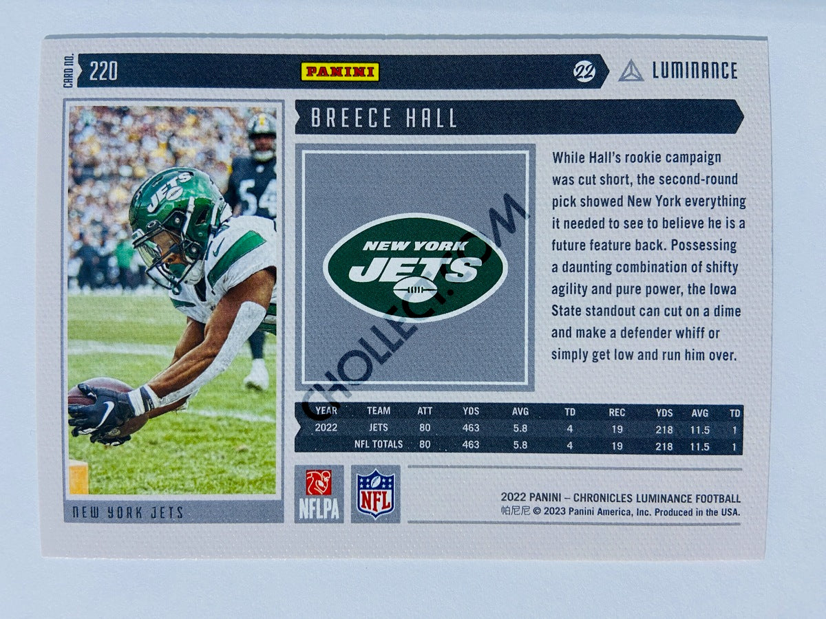 Breece Hall - New York Jets 2022 Panini Chronicles Luminance Horizontal RC Rookie #220