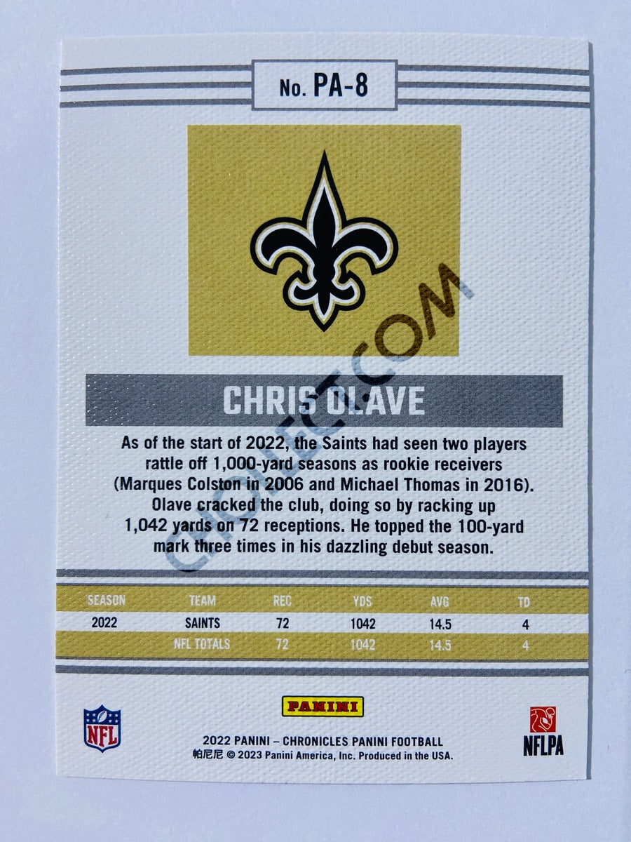 Chris Olave - New Orleans Saints 2022 Panini Chronicles Panini Pink Parallel RC Rookie #PA-8