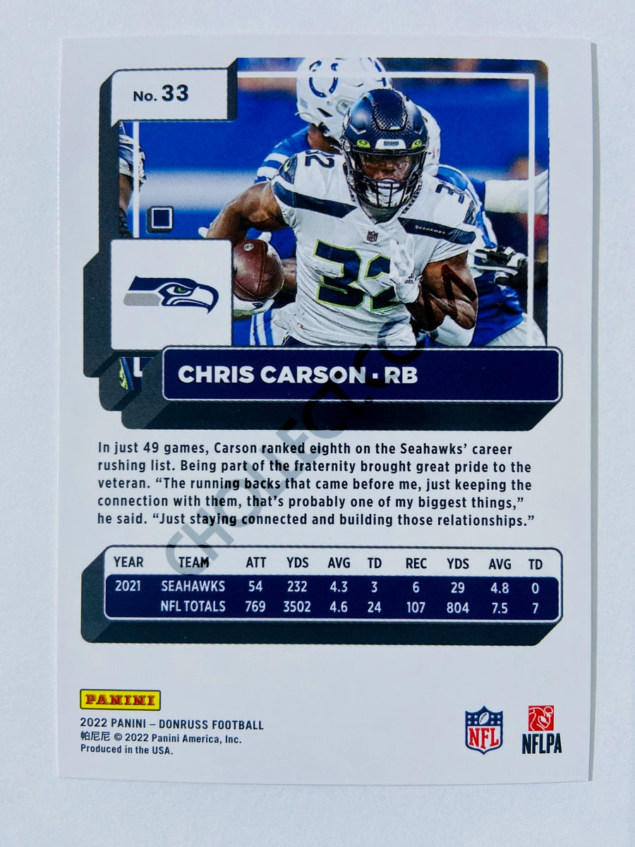 Chris Carson - Seattle Seahawks 2022 Panini Donruss #33