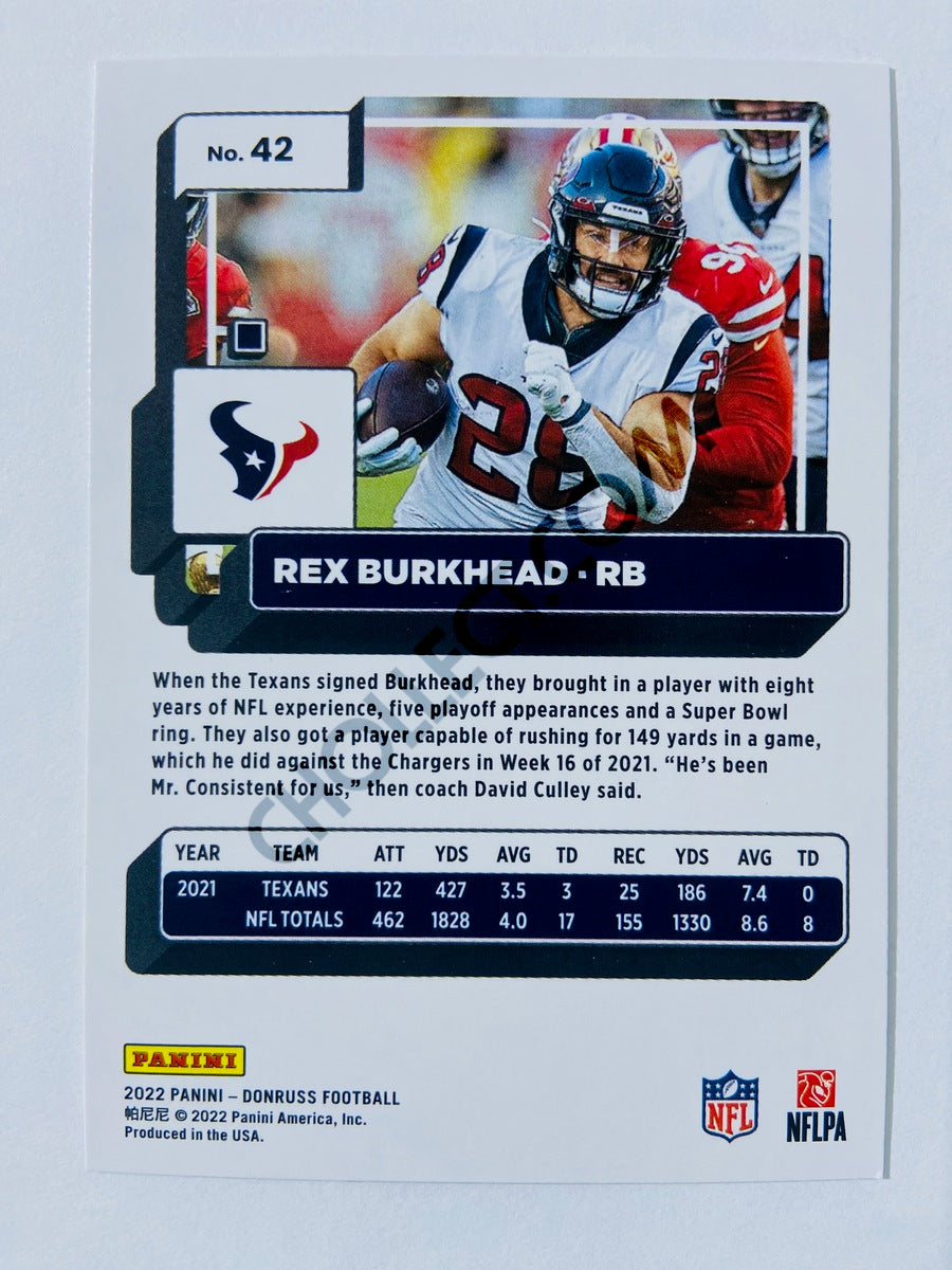 Rex Burkhead - Houston Texans 2022 Panini Donruss #42