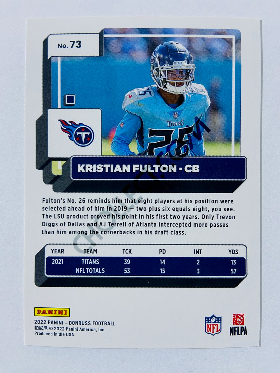 Kristian Fulton - Tennessee Titans 2022 Panini Donruss #73