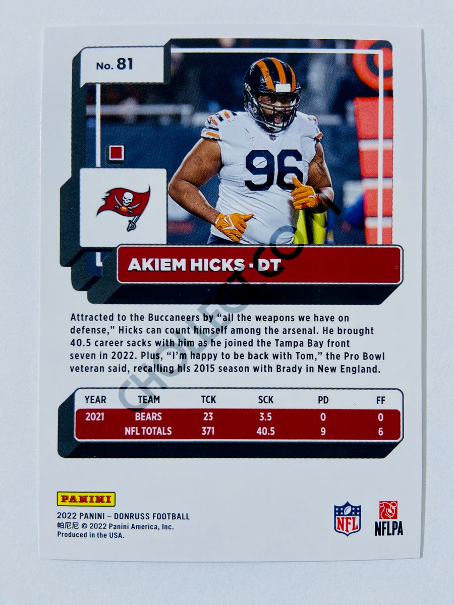 Akiem Hicks - Tampa Bay Buccaneers 2022 Panini Donruss #81