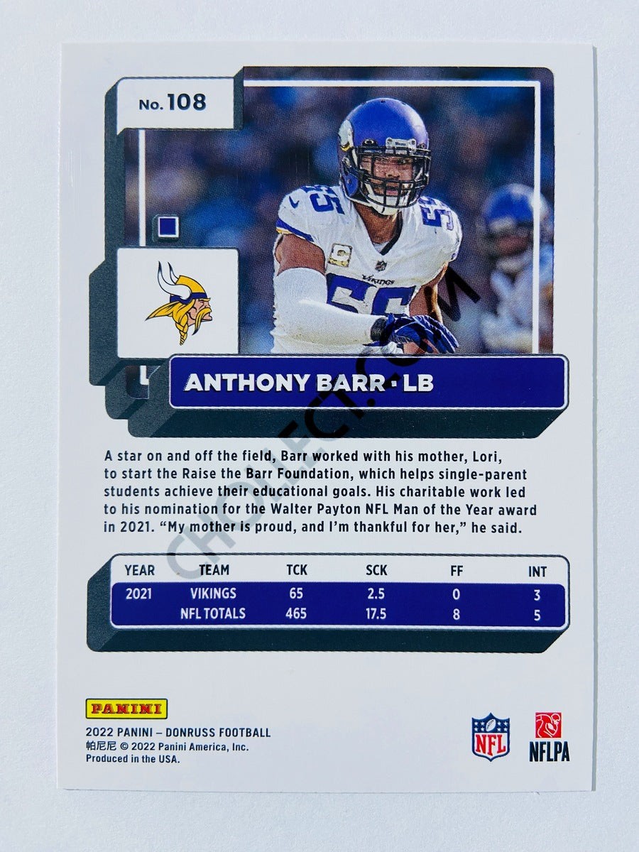 Anthony Barr - Minnesota Vikings 2022 Panini Donruss #108