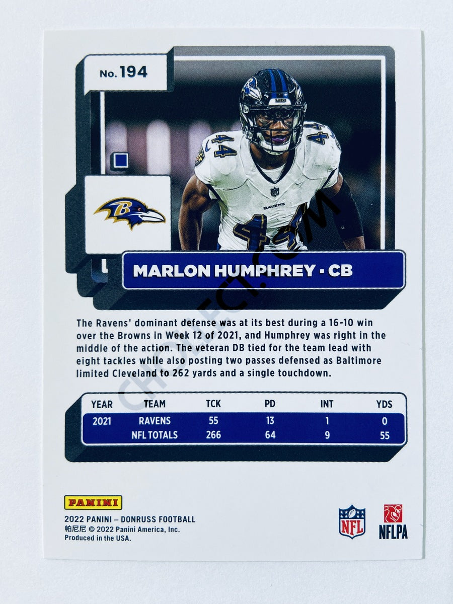 Marlon Humphrey - Baltimore Ravens 2022 Panini Donruss #194