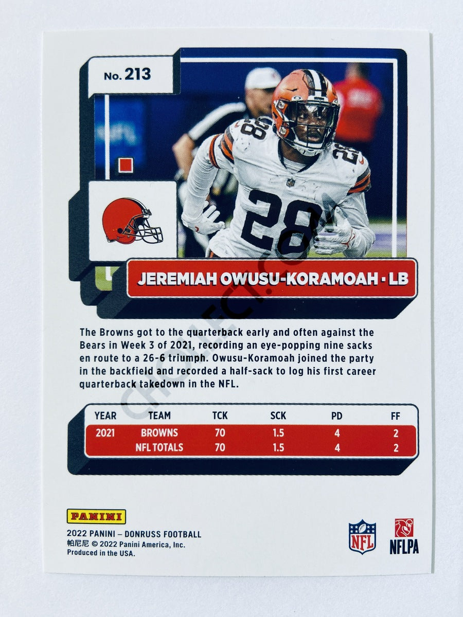 Jeremiah Owusu-Koramoah - Cleveland Browns 2022 Panini Donruss #213