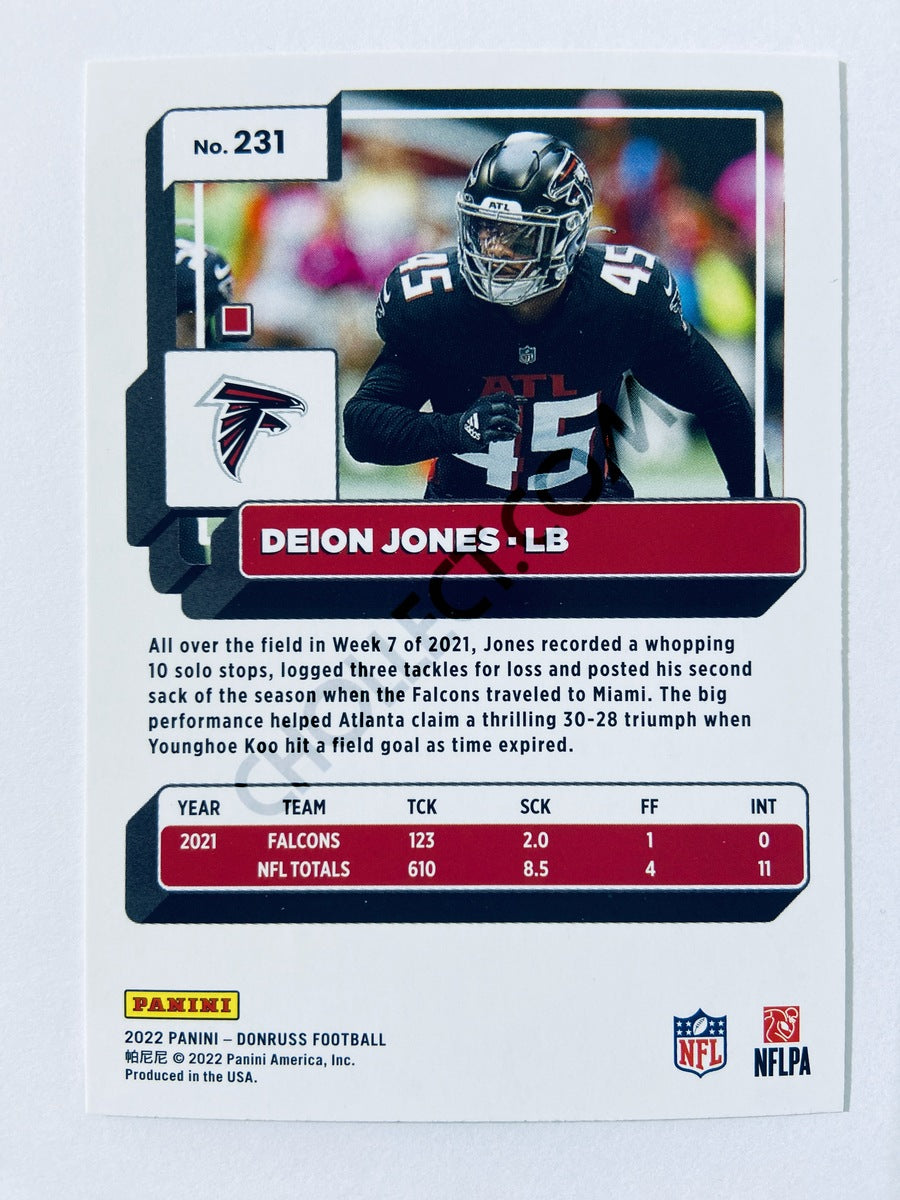 Deion Jones - Atlanta Falcons 2022 Panini Donruss #231