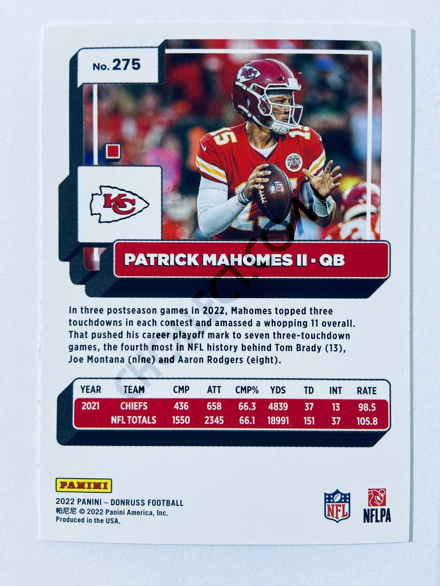 Patrick Mahomes II - Kansas City Chiefs 2022 Panini Donruss #275