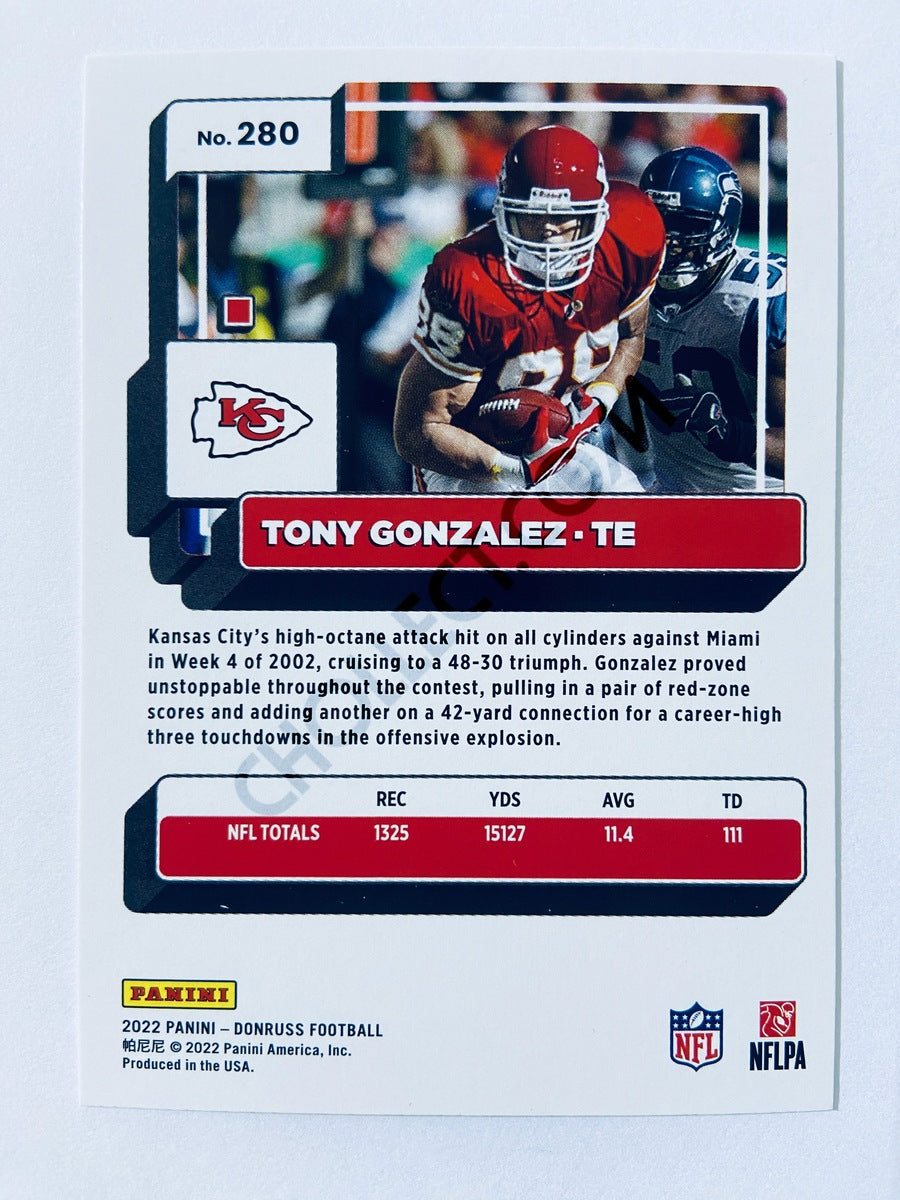 Tony Gonzalez - Kansas City Chiefs 2022 Panini Donruss #280