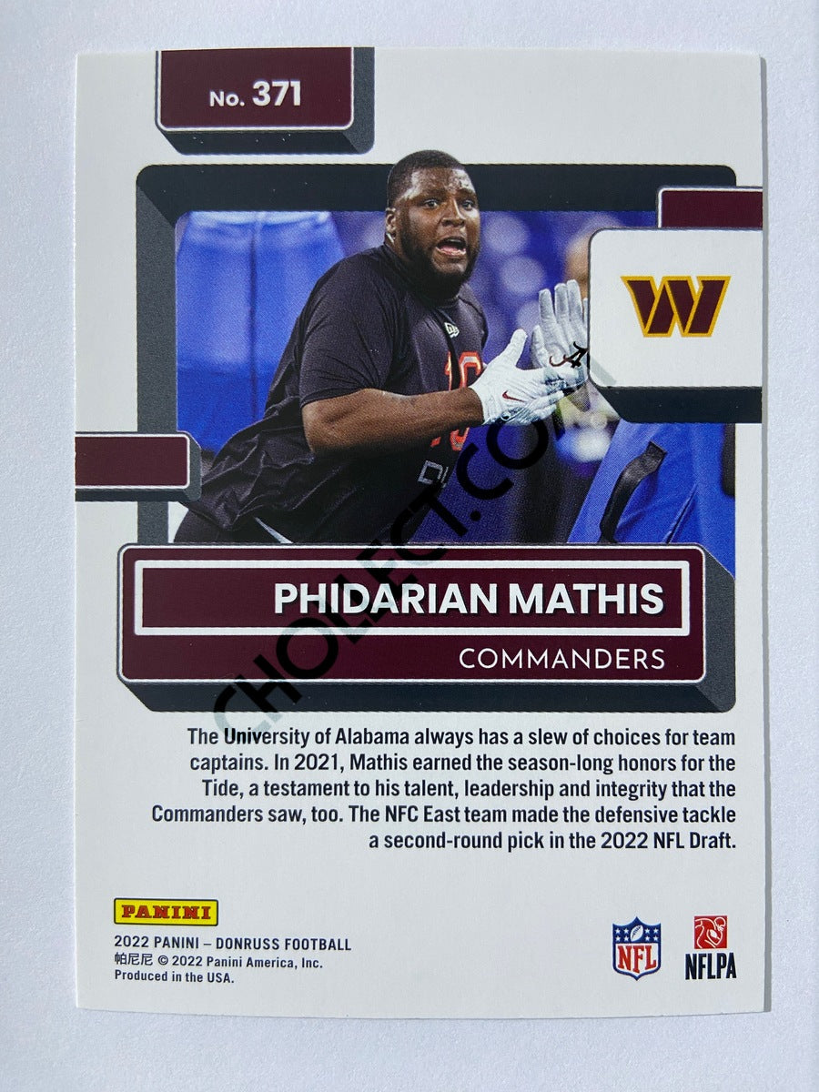 Phidarian Mathis - Washington Commanders 2022 Panini Donruss Rated Rookie #371