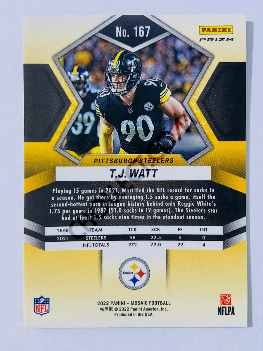 T.J. Watt - Pittsburgh Steelers 2022 Panini Mosaic Pink Camo Parallel #167