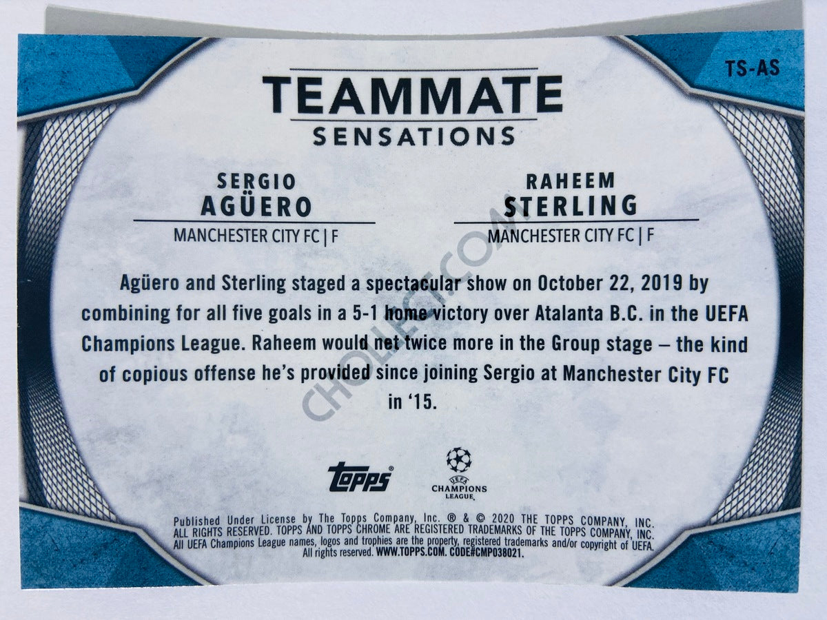 Sergio Agüero  / Raheem Sterling – Manchester City 2019-20 Topps Chrome UEFA TS-AS