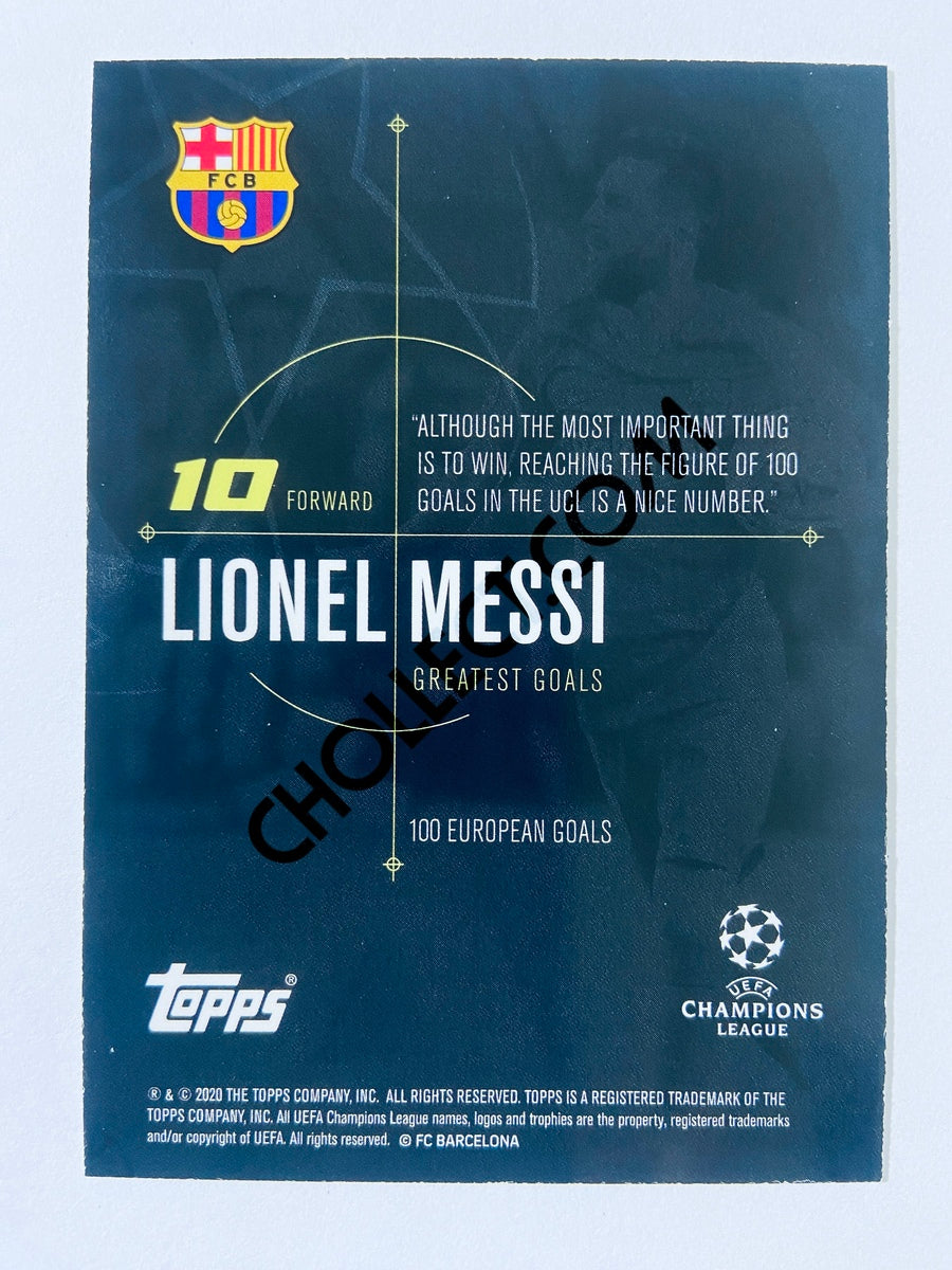 Lionel Messi – FC Barcelona 2020 Topps Designed by Messi Greatest Goals 100 European Goals