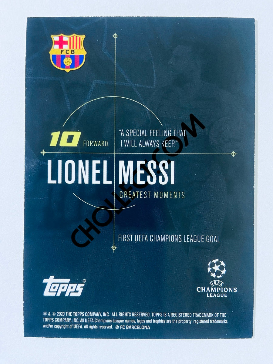 Lionel Messi – FC Barcelona 2020 Topps Designed by Messi Greatest Goals 1st UCL Goal