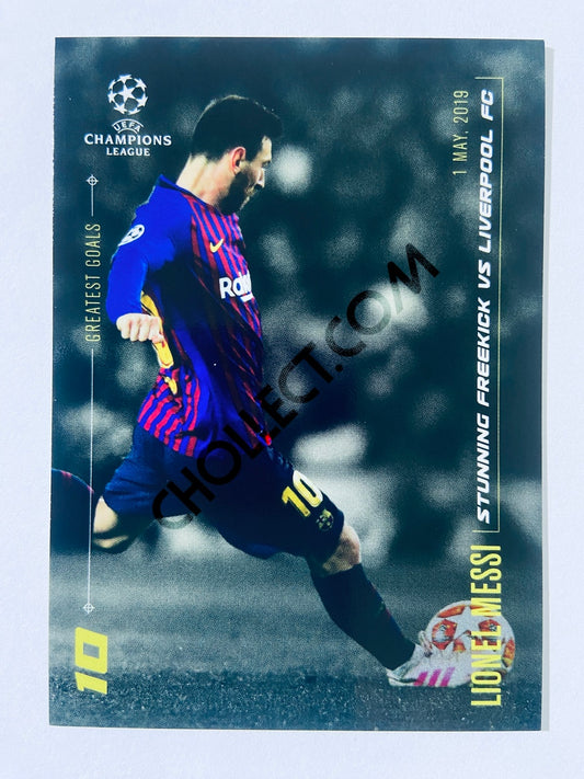 Lionel Messi – FC Barcelona 2020 Topps Designed by Messi Greatest Goals Stunning Freekick vs Liverpool