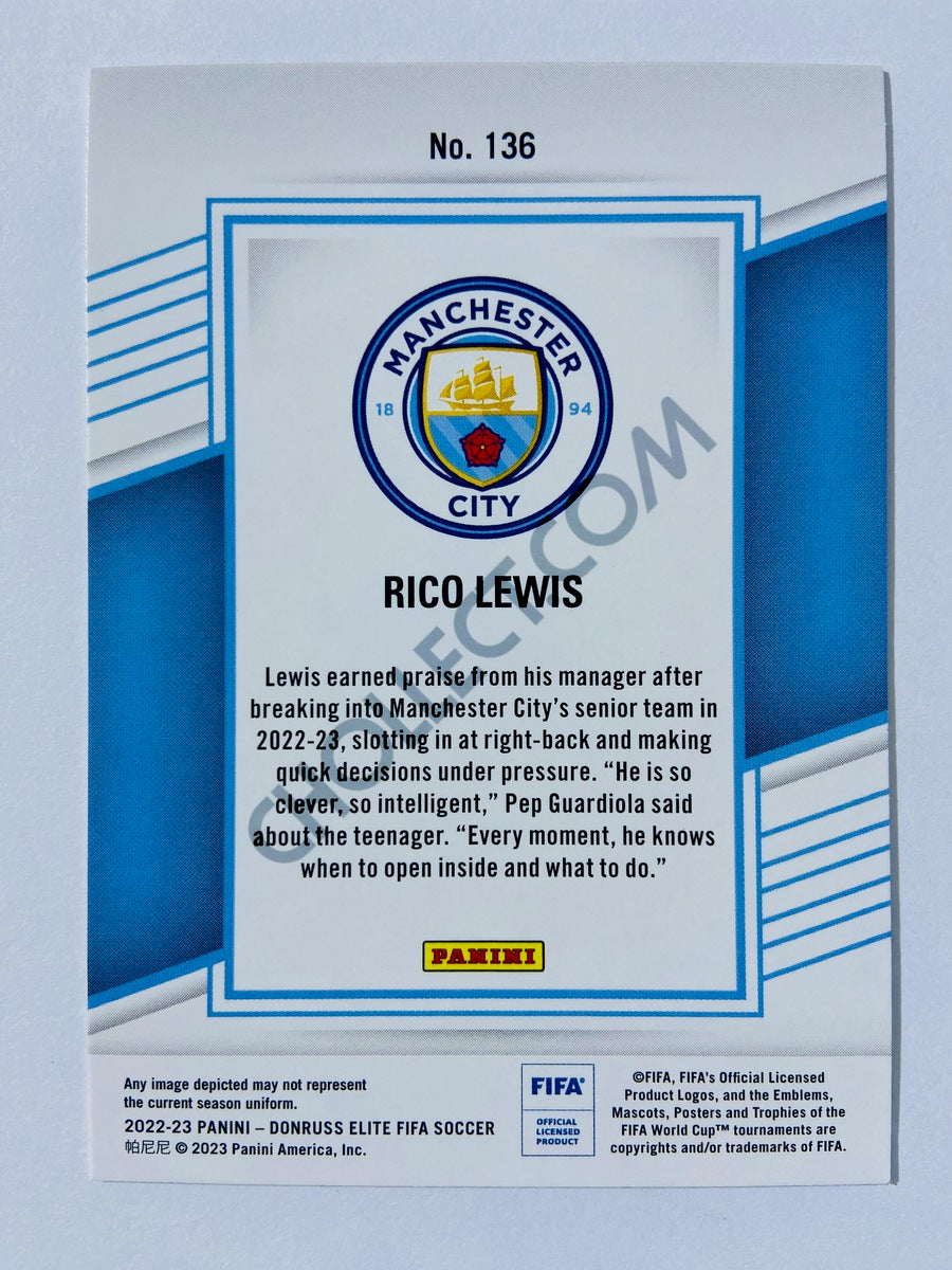 Rico Lewis - Manchester City 2022-23 Panini Donruss Elite FIFA RC Rookie #136