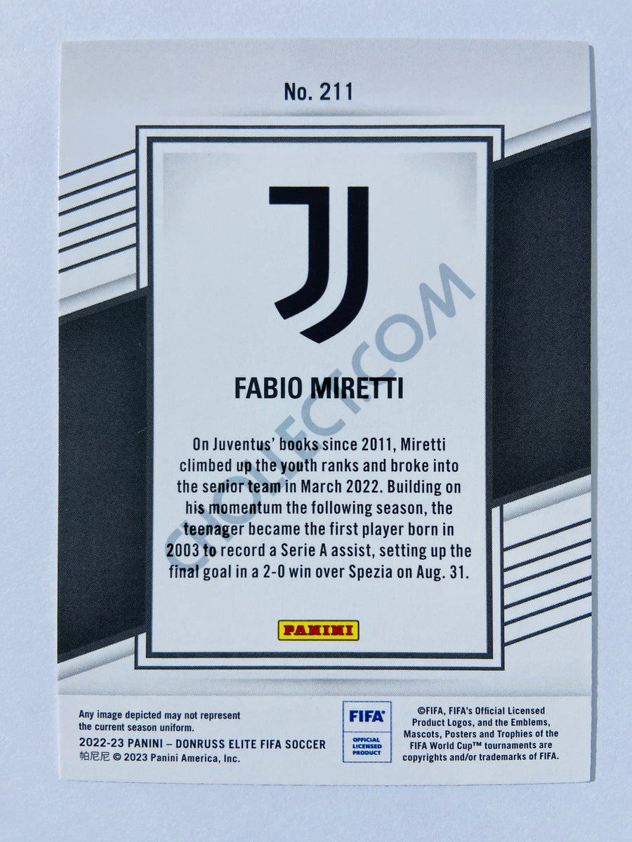 Fabio Miretti - Juventus 2022-23 Panini Donruss Elite FIFA RC Rookie #211