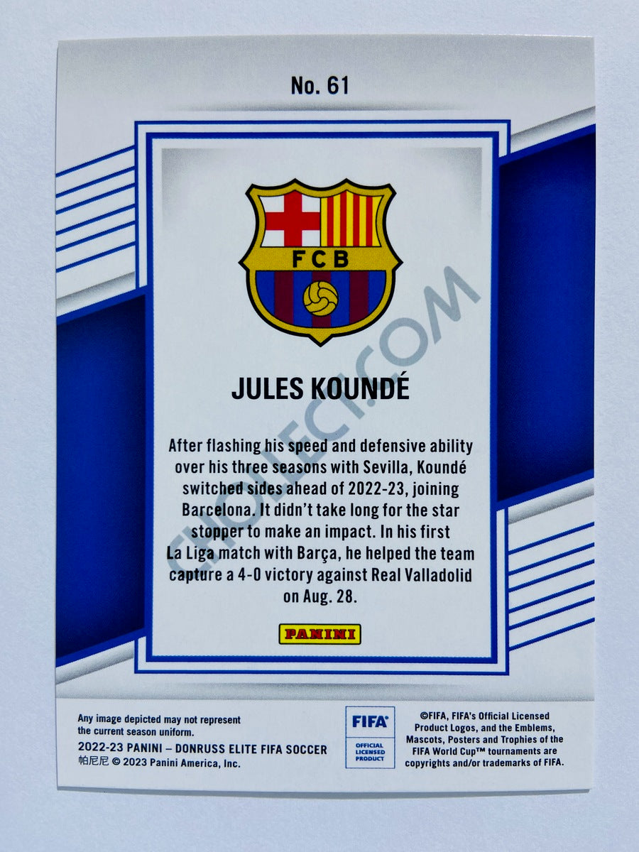 Jules Kounde - FC Barcelona 2022-23 Panini Donruss Elite FIFA Red Disco Parallel #61