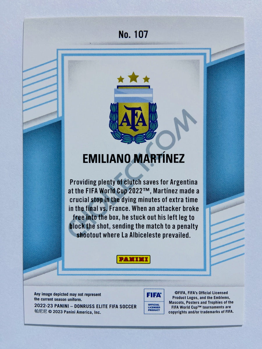 Emiliano Martinez - Argentina 2022-23 Panini Donruss Elite FIFA Red Disco Parallel #107