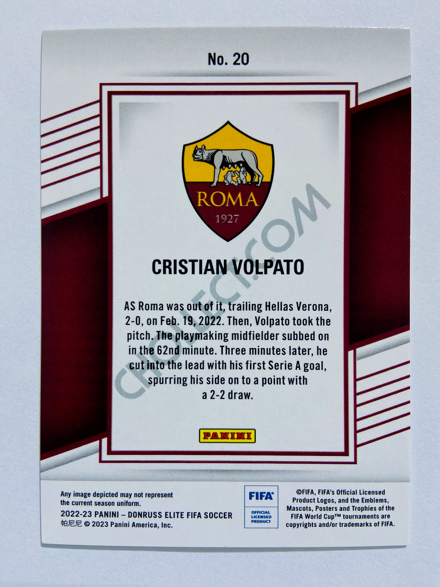 Cristian Volpato - AS Roma 2022-23 Panini Donruss Elite FIFA Red Disco Parallel RC Rookie #20