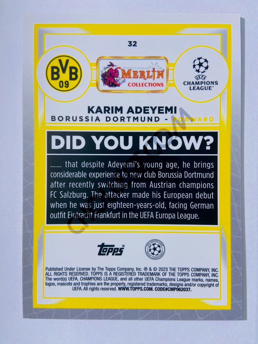 Karim Adeyemi - Borussia Dortmund 2022-23 Topps Merlin Chrome UEFA Club Competitions #32
