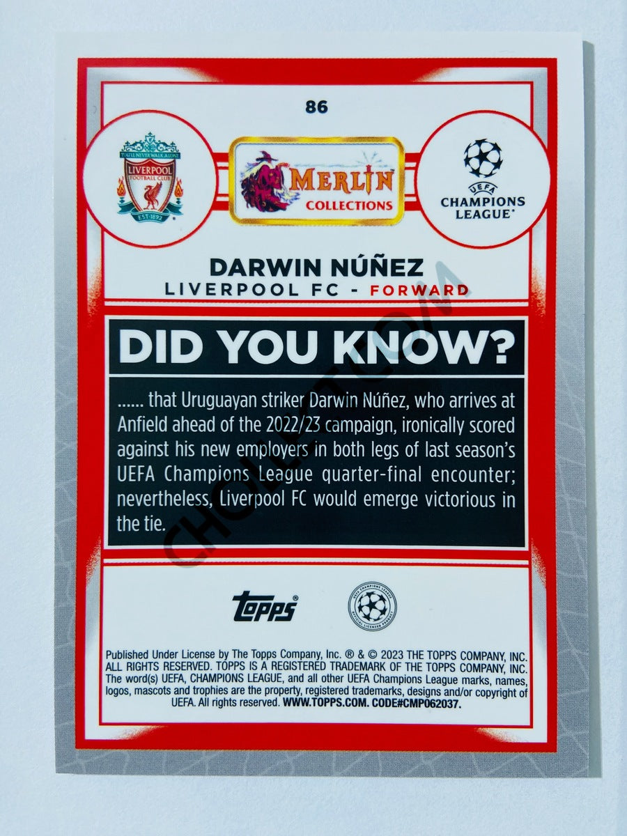 Darwin Núñez - Liverpool FC 2022-23 Topps Merlin Chrome UEFA Club Competitions #86