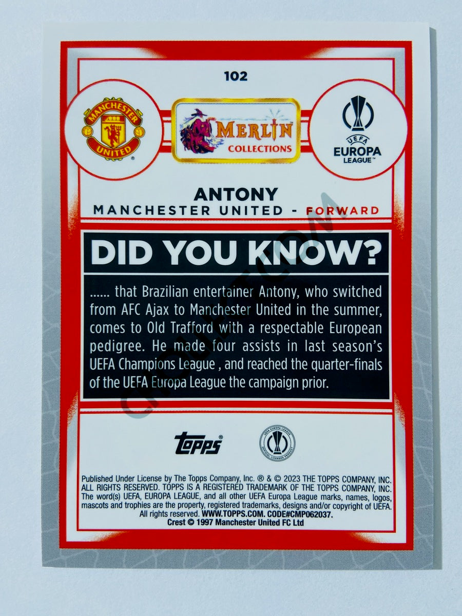 Antony - Manchester United 2022-23 Topps Merlin Chrome UEFA Club Competitions #102