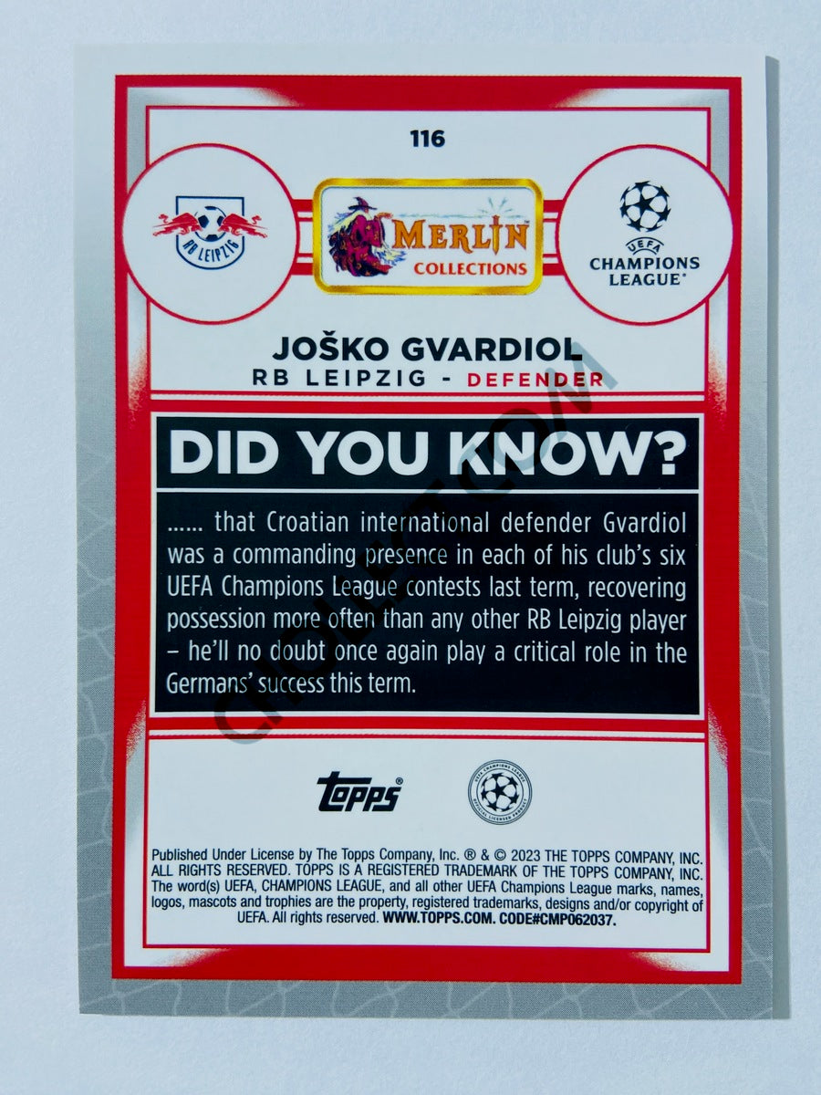 Joško Gvardiol - RB Leipzig 2022-23 Topps Merlin Chrome UEFA Club Competitions #116