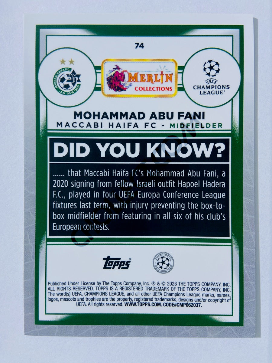 Mohammad Abu Fani - Maccabi Haifa FC 2022-23 Topps Merlin Chrome UEFA Club Competitions RC Rookie #74