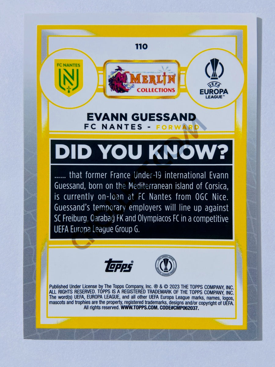 Evann Guessand - FC Nantes 2022-23 Topps Merlin Chrome UEFA Club Competitions RC Rookie #110