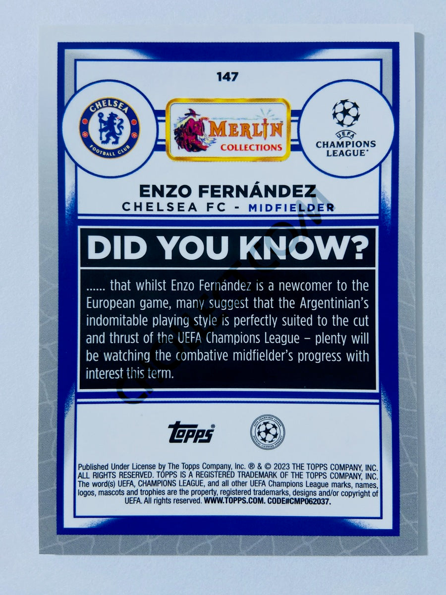 Enzo Fernandez - Chelsea FC 2022-23 Topps Merlin Chrome UEFA Club Competitions RC Rookie #147