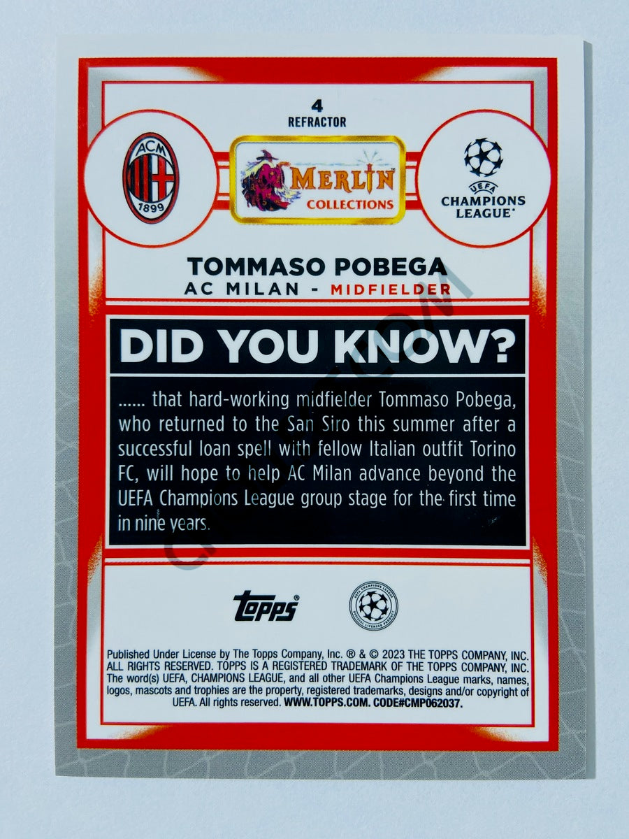 Tommaso Pobega - AC Milan 2022-23 Topps Merlin Chrome UEFA Club Competitions Refractor #4