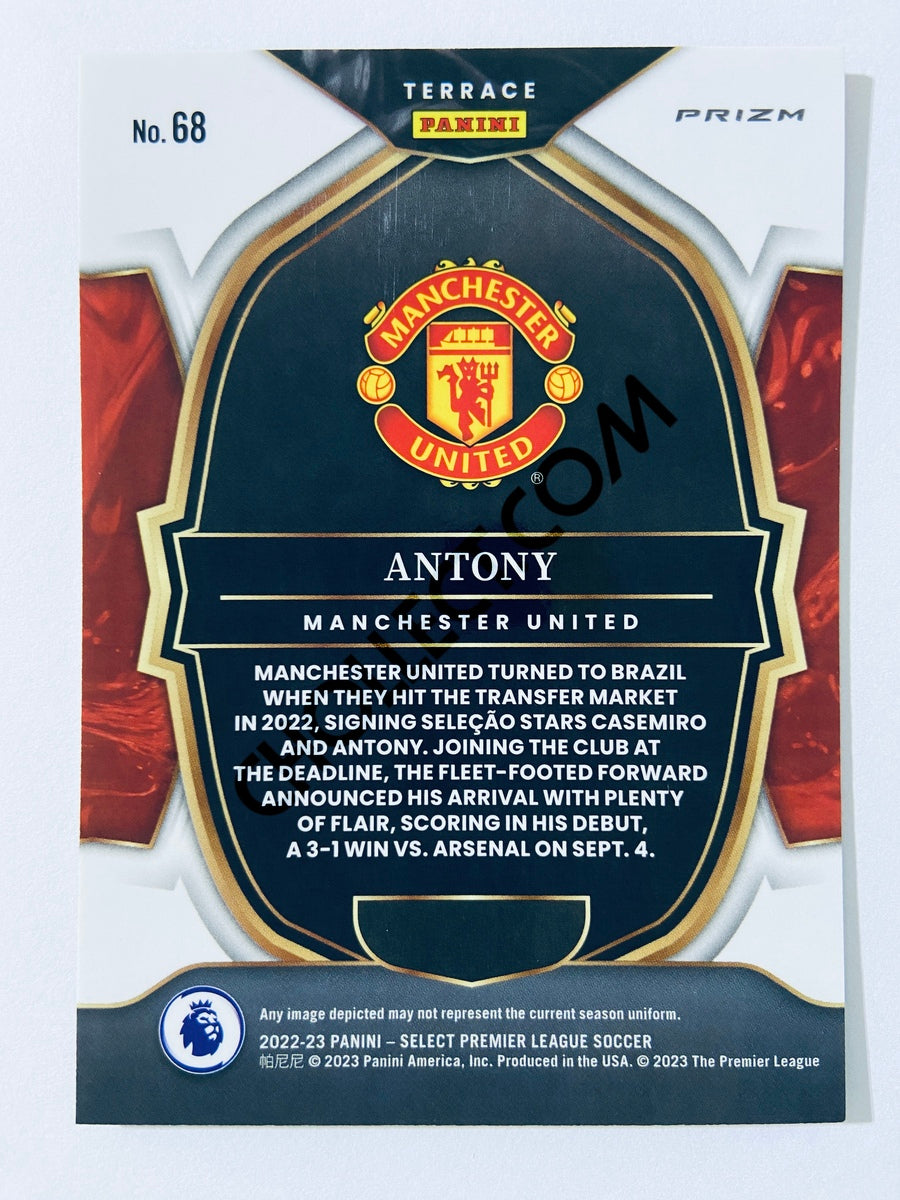Antony - Manchester United 2022-23 Panini Select Premier League Terrace  Pink Ice Parallel #68