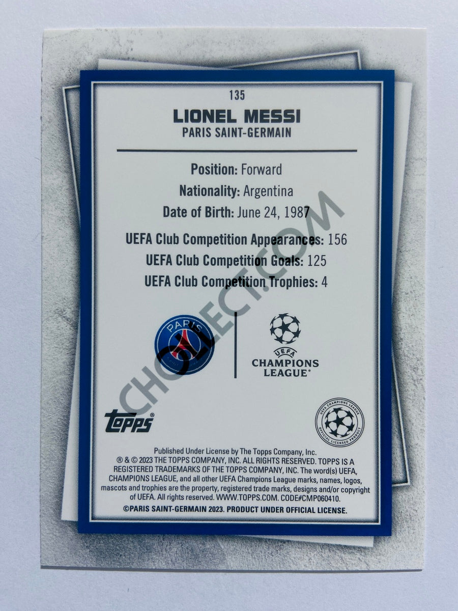 Lionel Messi – Paris Saint-Germain 2022-23 Topps UEFA Superstars Fire & Ice Limited Parallel #135