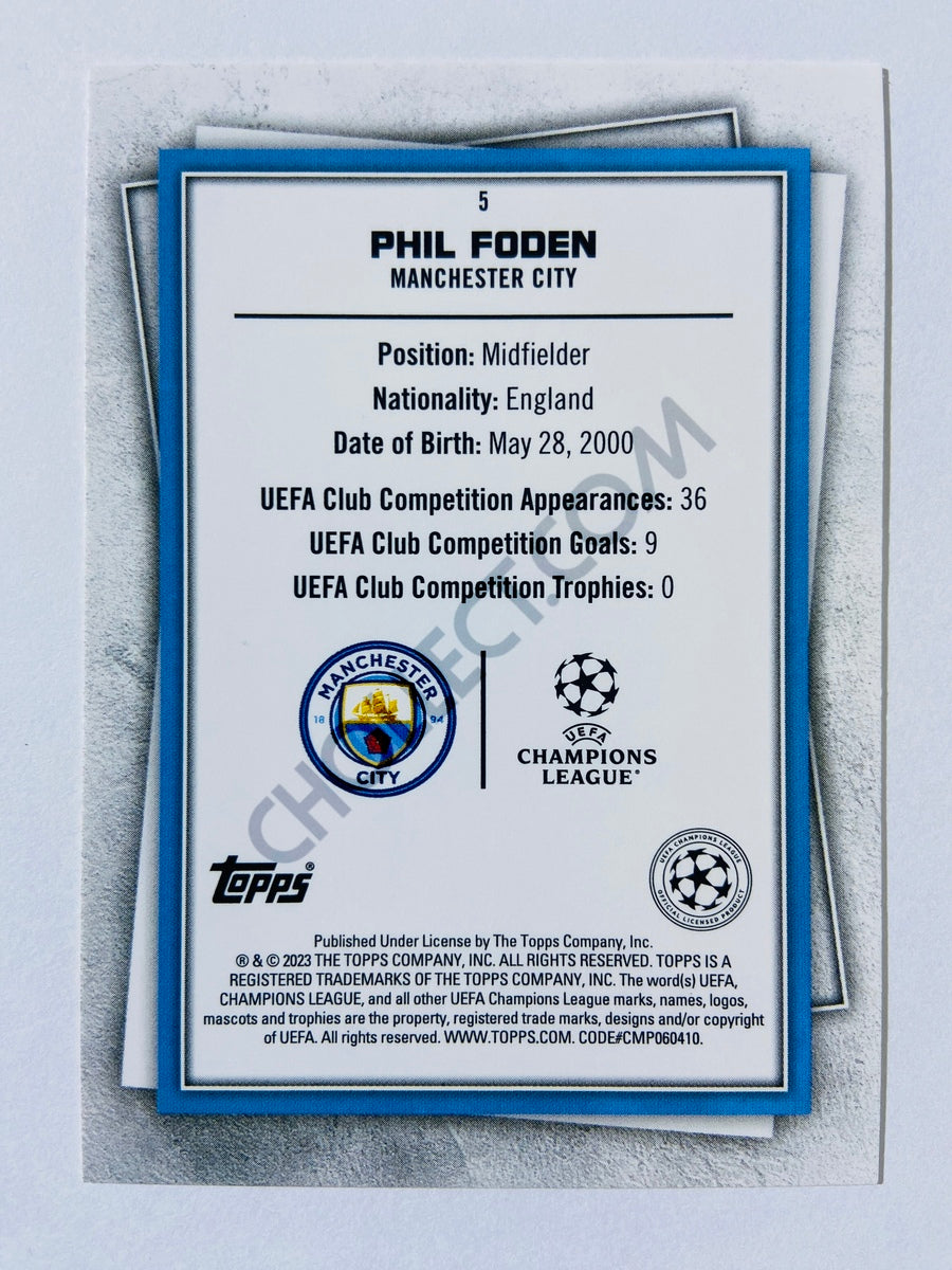 Phil Foden - Manchester City 2022-23 Topps UEFA Superstars Common Yellow Parallel #5
