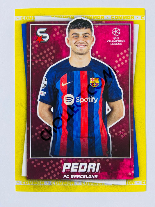 Pedri - FC Barcelona 2022-23 Topps UEFA Superstars Common Yellow Parallel #49