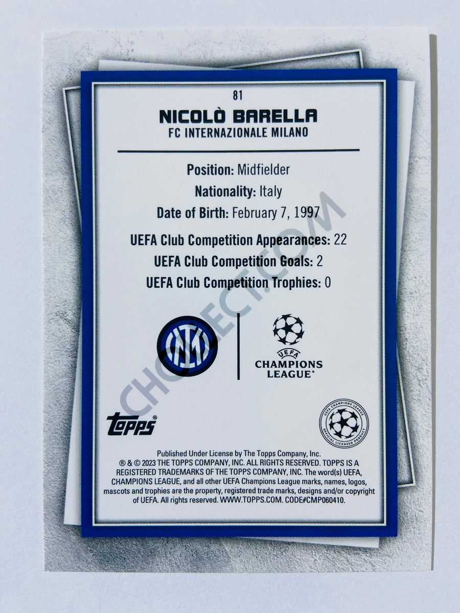 Nicolò Barella - FC Internazionale Milano 2022-23 Topps UEFA Superstars Common Yellow Parallel #81