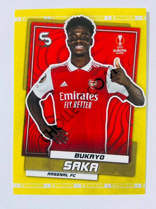 Bukayo Saka - Arsenal 2022-23 Topps UEFA Superstars Common Yellow Parallel #163